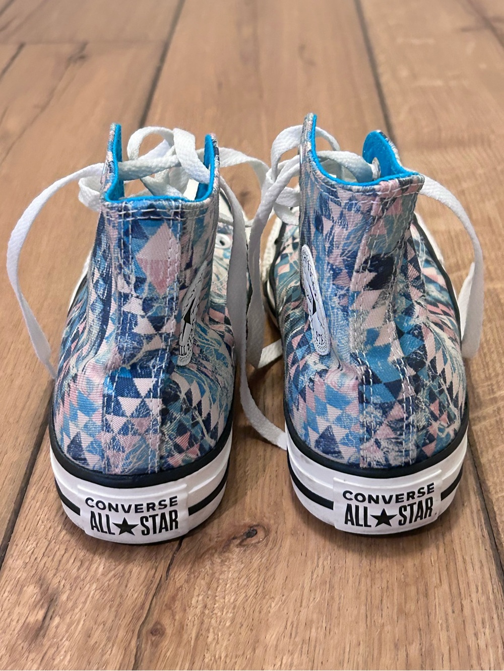 Converse Chuck Taylor High Top Sneakers  Geometric Faded Cream Teal Pink W Sz 5 - Picture 4 of 16